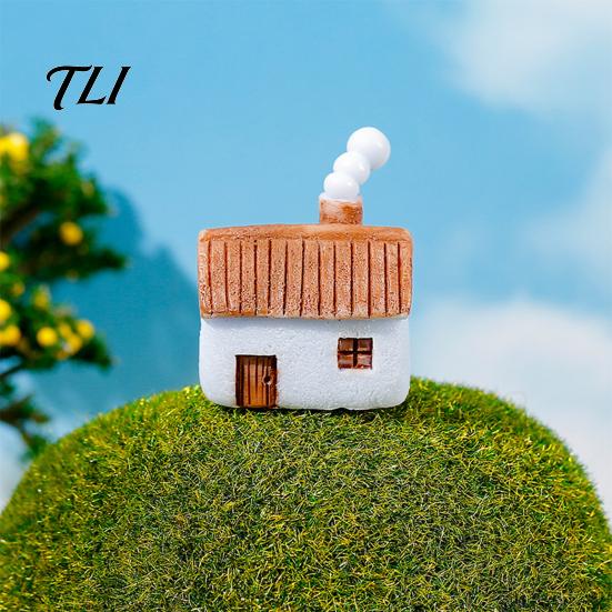 Eco Bottle Landscaping Supplies 2Pcs Mini Chimneyed Cottage Resin Figurines, Rural House Building Ornaments for DIY Micro Landscape Accessories Fairy