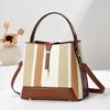 New Bucket Contrasting Color Cloth Pattern Large Capacity Single Shoulder Oblique Span Texture Versatile Bucket Bag