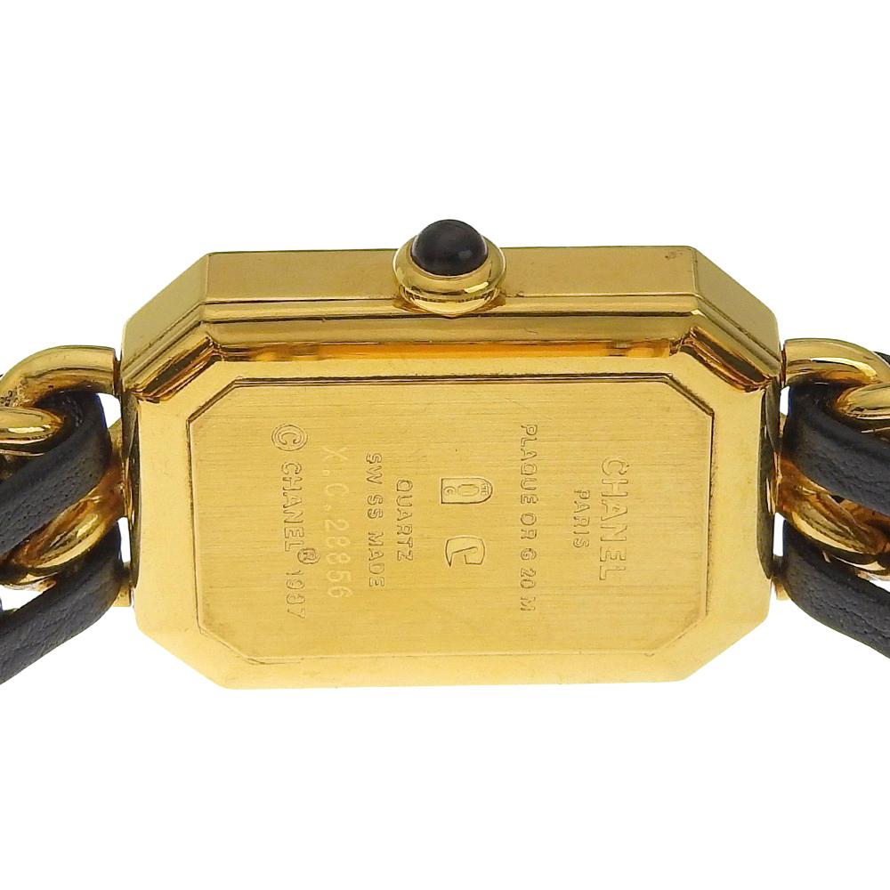 Chanel Premiere M Watches H0001 blackDial Plated Gold/leather Quartz Analog Display Women Used