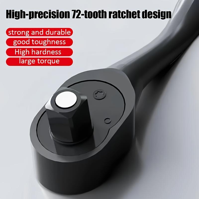 Set of 3-piece 72-tooth Compound Ratchet Wrench Set, Full Composite Housing In Chrome Vanadium Steel, Chrome Handle, Quick Loading