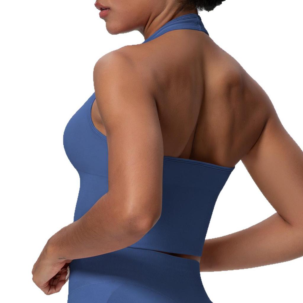 Elegant Backless Halter Yoga Bra – Seamless Breathable Sports and Fitness Vest