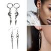 Gothic Spikes Earrings with Moon and Star Pendant Comfortable Ear Hoops Stylish Punk Accessories for Women Man