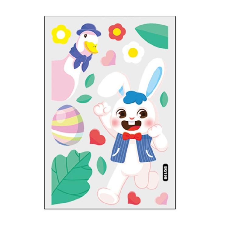 Easter Cartoon Rabbit Static Cling Sticker Window Clings for Homes, Kitchen,
