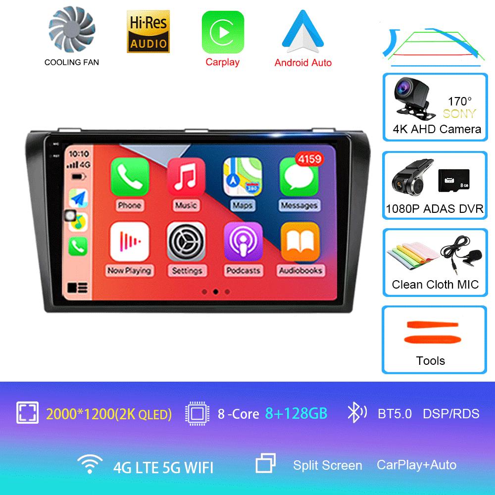 2 Din Car Radio Android 14 For Mazda 3 2004-2009 Multimedia Player Stereo Navigation with BOSE Carplay Speakers Head Unit Video