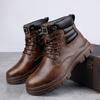 Luxury Brand Warm Platform Boots for Men Autumn Winter Cow Leather Men's High Top Shoes Fashion Male Ankle Boots Motocross Botas