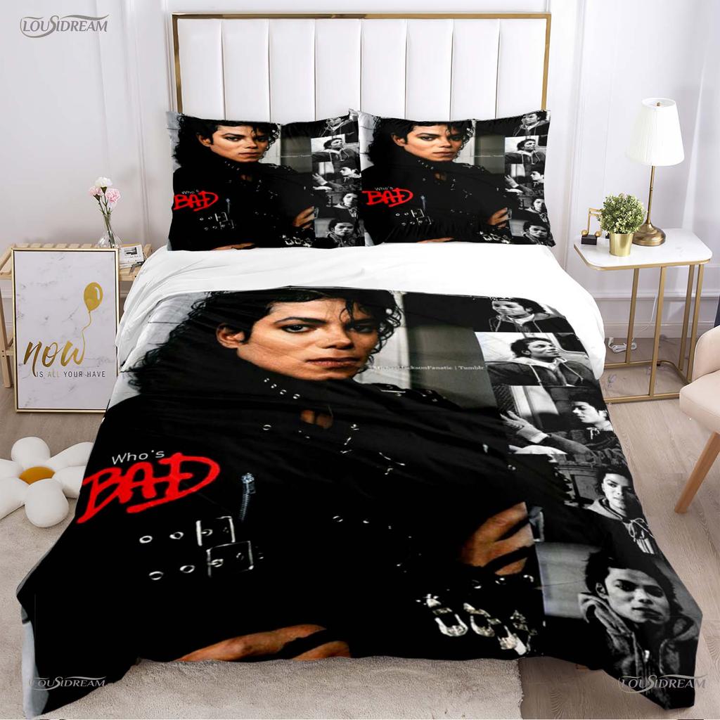 Michael Jackson Casal Ganzjahres-Bettwäscheset mit weichem Bettbezug und Kissenbezügen, erhältlich für Jungen in den Größen Einzel-/Doppel-/Queen-/Kingsize.
