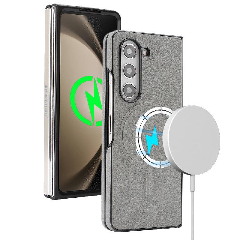 

Samsung Z Fold7 Magnetic Leather Wallet Case with Wireless Charging & Velvet Interior Samsung Z Fold5
