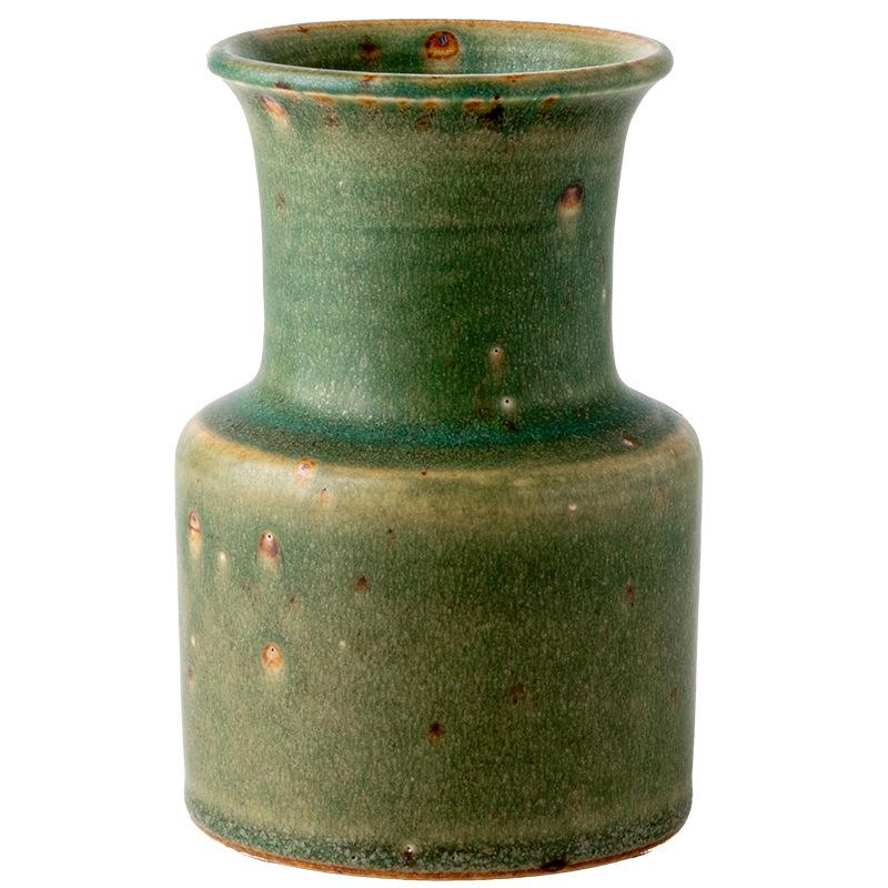 Mottled Japanese-Style Coarse Pottery Green Vase Tea Room Homestay Flower Arrangement Export Retro Style Ornament