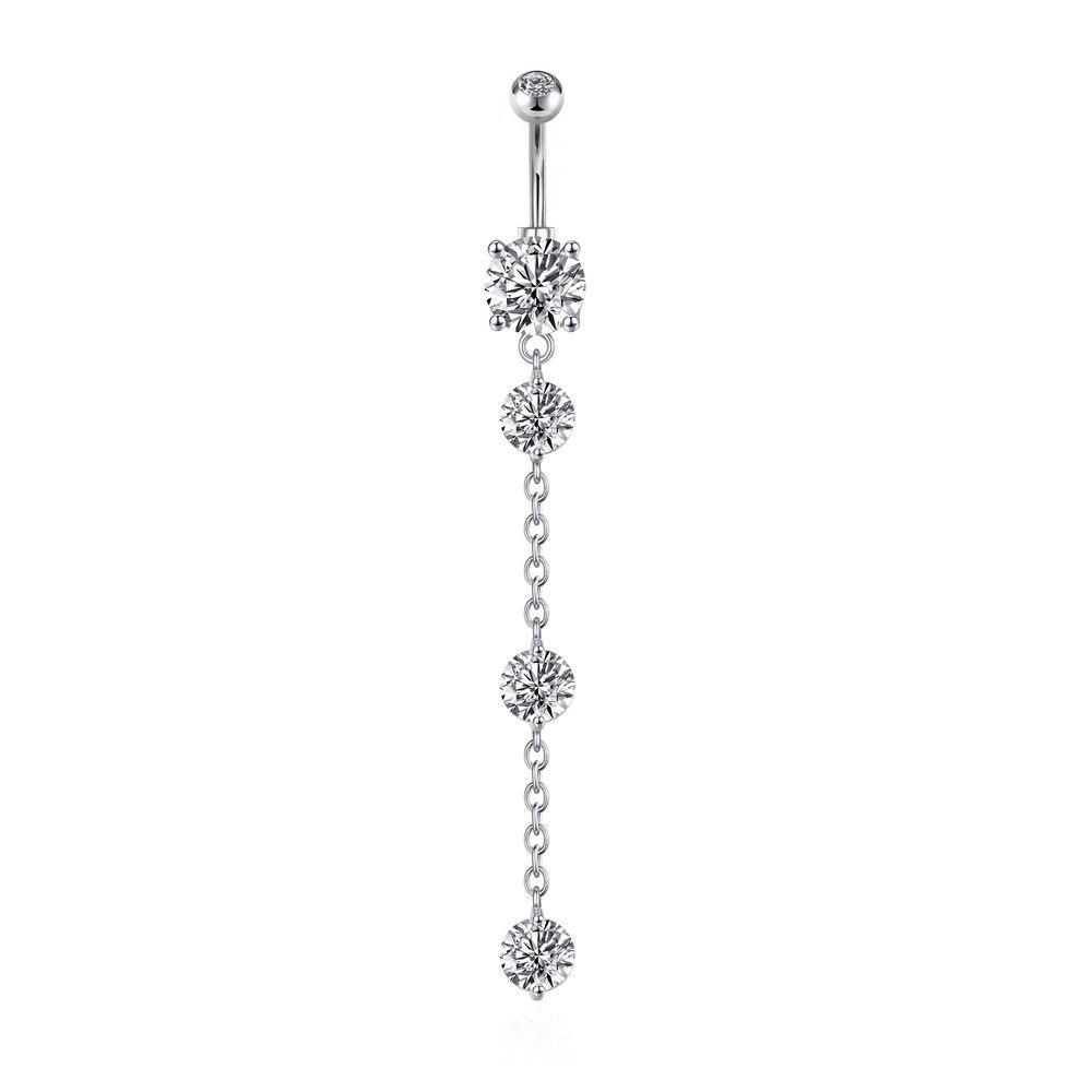 European & American Copper Zircon Floral Belly Button Ring
