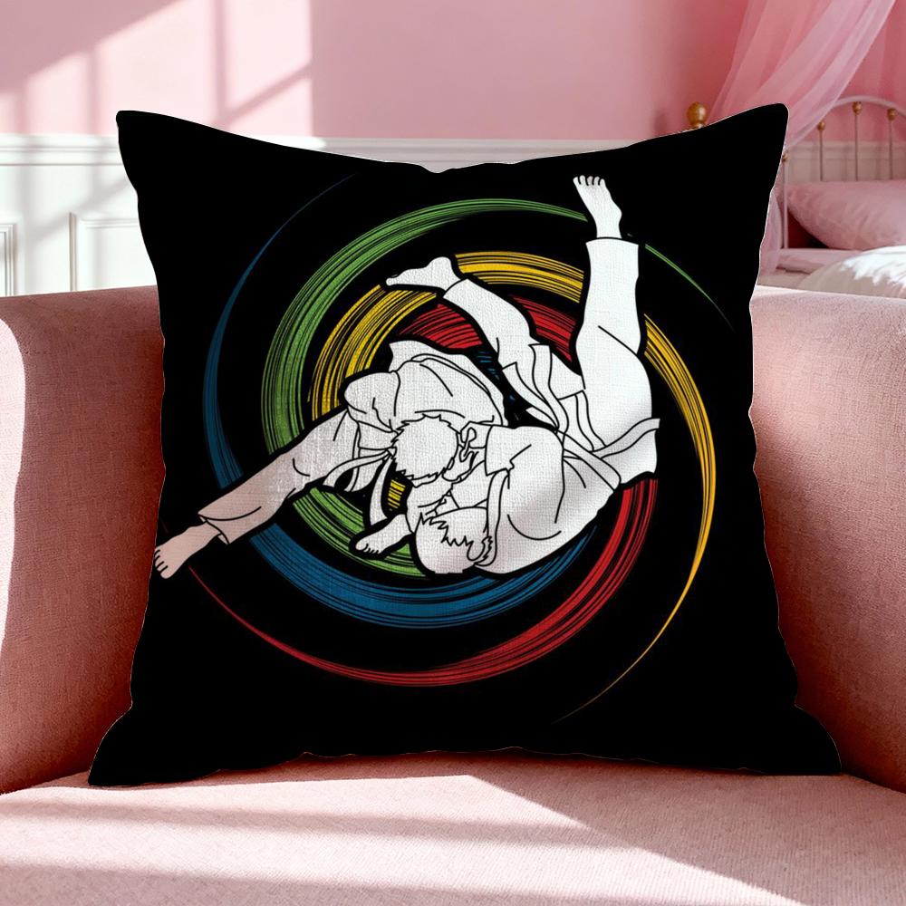 Sport J-Judo Cushion Cover Breathable Linen Pillowcase Summer Odorless Eco-Friendly Invisible Zipper Washable