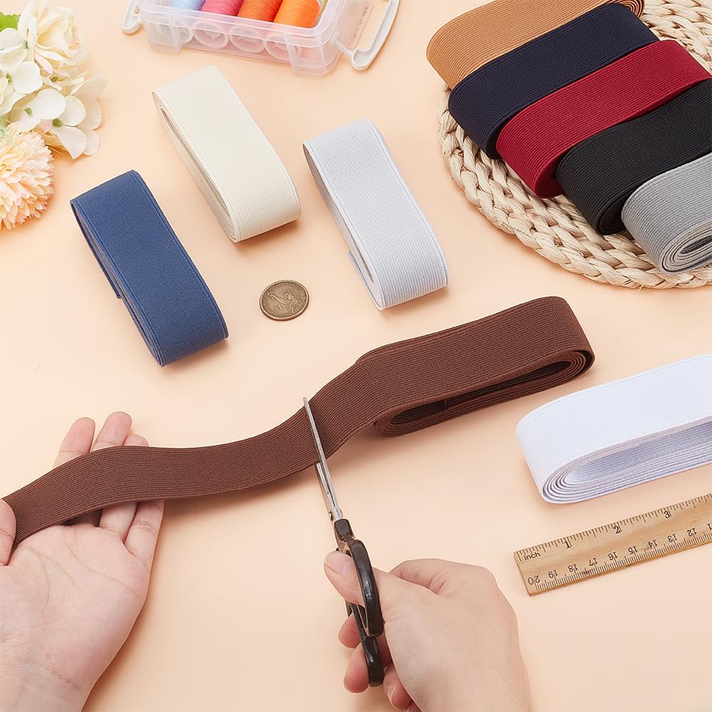 PH PandaHall 20 Yards 10 Colors Elastic Band 1.5 Inch Wide Knit Elastic Spool Vintage Elastic Fabric Stretchy Flat Fabric Strap Elasticity Knit for