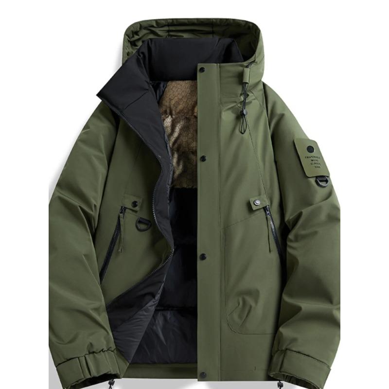 Men's Winter Thiened Cotton Stand Collar Jacket Thick and Loose Down Puffer Bread Sle Coat Warm Urban Casual Long Zipper Coat