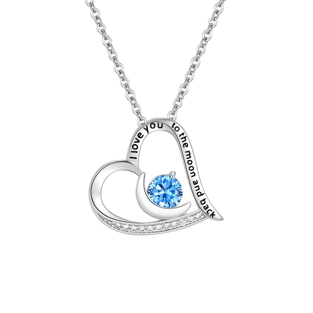 Valentine'S Day Gift Necklace, Love Forever Twelve Stars Stone Moon Heart Necklace