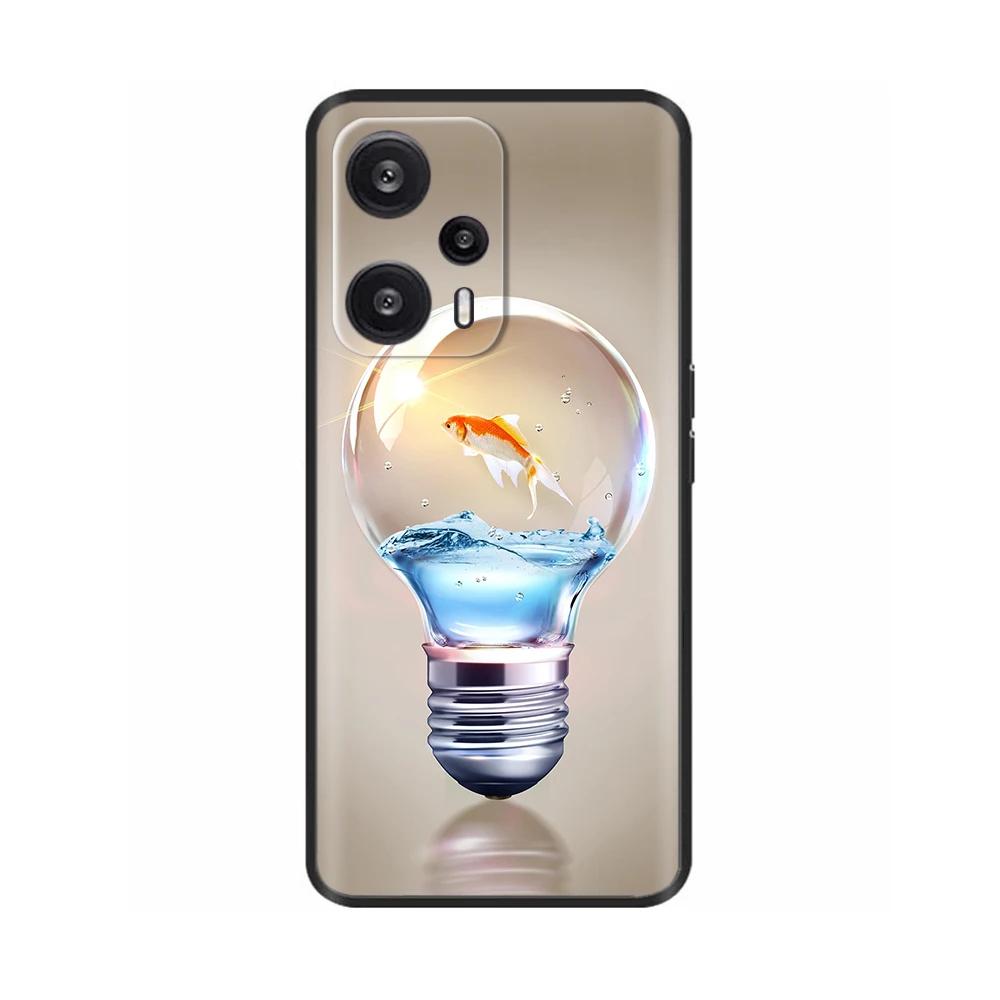 Black Silicone Case For Xiaomi Poco F5 Case For Poco F5 Pro Printed Phone Cover for Xiaomi Poco F5 5G PocoF5 Shockproof Shell