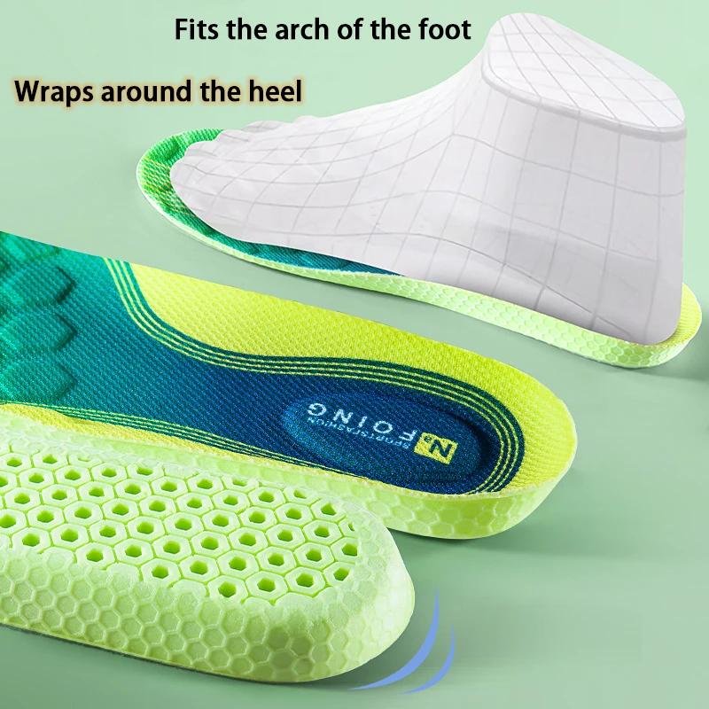 1 Pair New Breathable Anti-Odor Shoe Insoles Soft Shock Absorbing Sole for Sneakers Outdoor Sports Running Foot Comfort