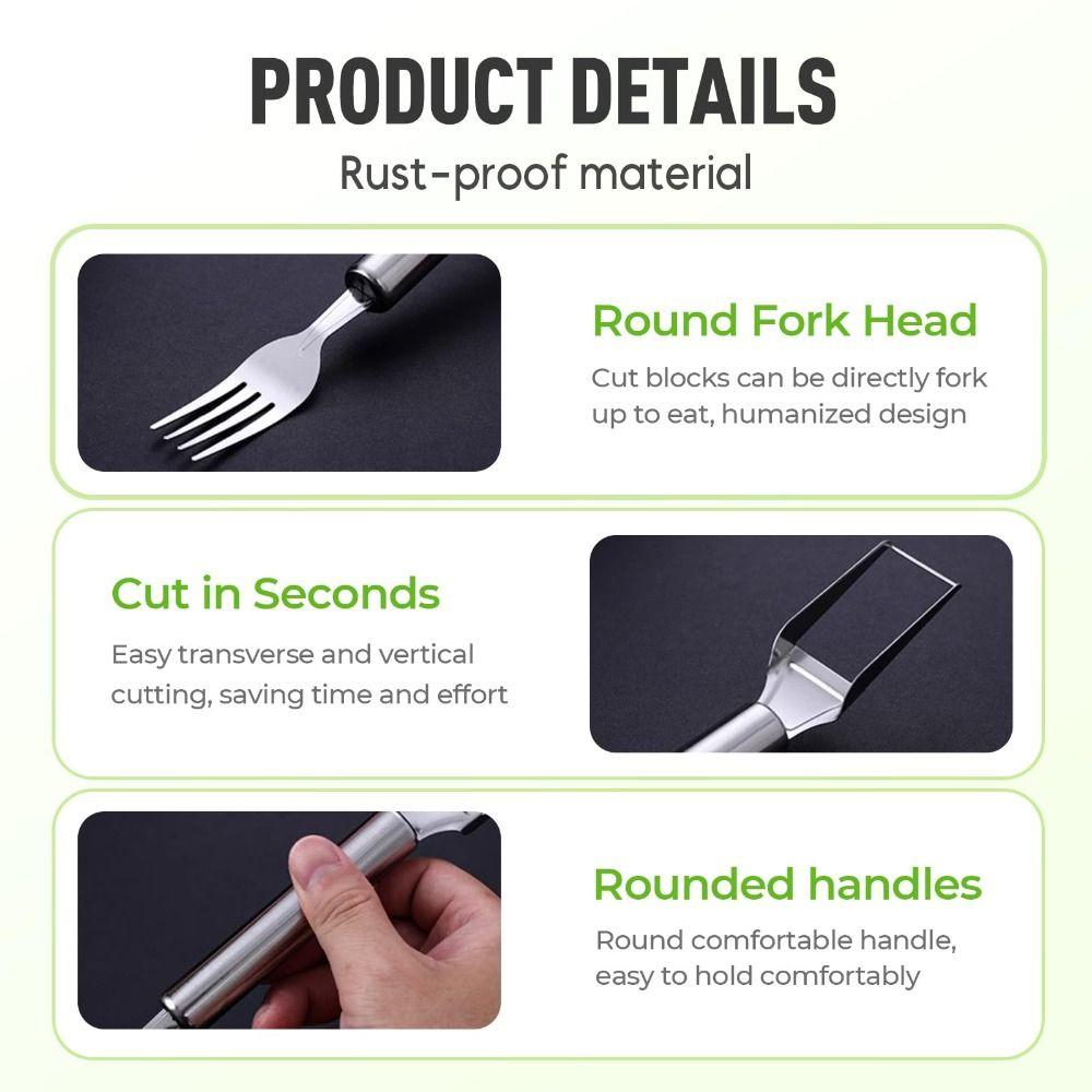 2-in-1 Watermelon Cutter Slicer, Dual Head Stainless Steel Fruit Fork Slicer, Professional Watermelon Cutting Tool for Home Kitchen