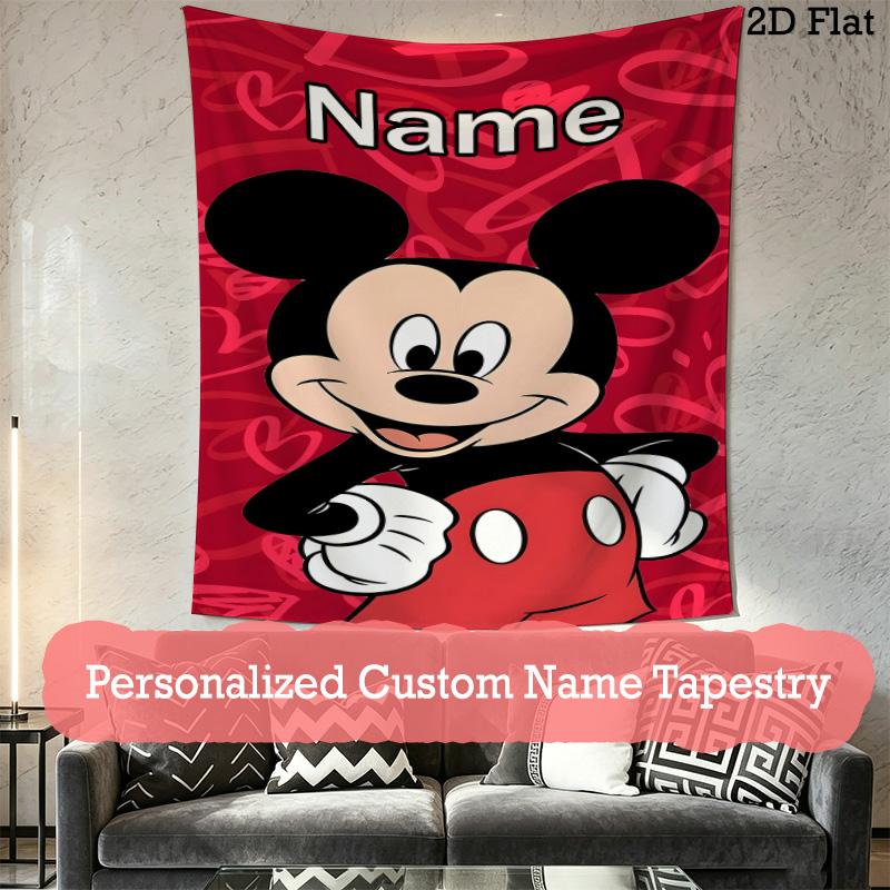 Customized Name Interior Tapestry Wall Hanging Love Magic Minnie Heartfelt Party for Home Decor Aestheticism Tapestry Large Tapestry