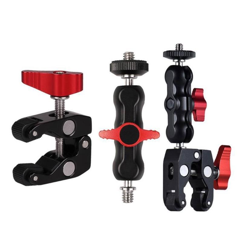 Super Clamp Camera Clamp Mount Monitors 360 Ballhead Magics Arm Double Ballhead Adapter for DSLR Camera/LED Lights