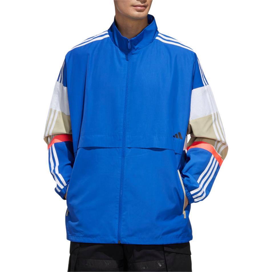adidas Retro Sports Multicolor Stripes Stand Collar Jacket Men's Royal Blue GL0401