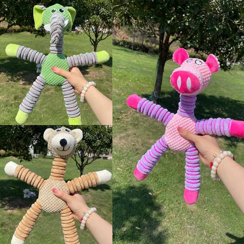 Cute Animal Squeaky Dog Toys - Durable Bite Resistant Plush Chew Toys for Dogs, Interactive Pet Teething Toy for Puppies