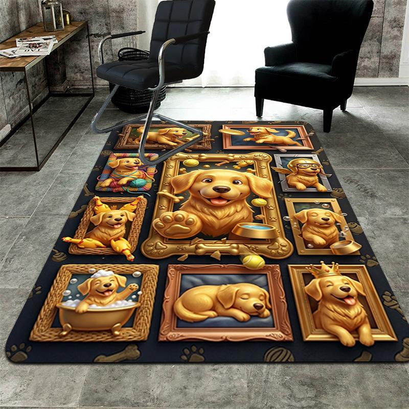 Golden Paws Frames Pattern Rug Floor Mat for Living Room or Bedroom Soft and Comfortable Carpet a Gift for Birthday and Holiday.