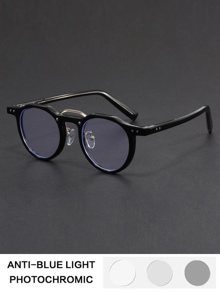 Retro Anti Blue Light Reading Glasses Women Men Round Myopia Glasses In Trend Retro Prescription Eyeglasses Photochromic Lens +1