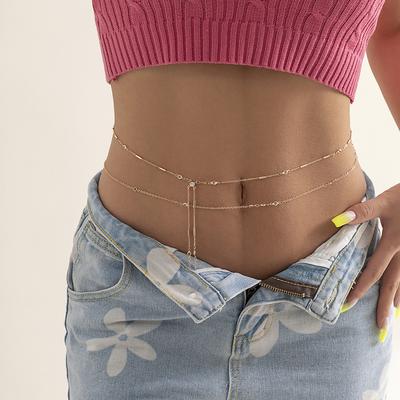 Chaîne de ventre à pampilles superposées Bijoux de corps pour femmes Tendance Sexy Été Plage Ceinture Chaîne de taille 2026 Mode Accessoires de danse du ventre