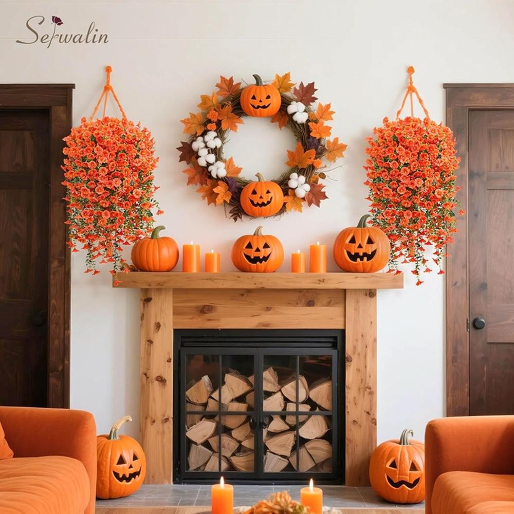 2Pcs Artificial Flowers Vine Morning Glory Wedding Home Room Table Festival Decor Halloween Outdoor Yard Garden Arch DIY Gifts