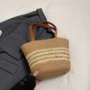 Ladies Stripe Straw Handbag for Vacation Beige Khaki Large Capacity Woven Tote Bag Women Summer Beach Underarm Bag