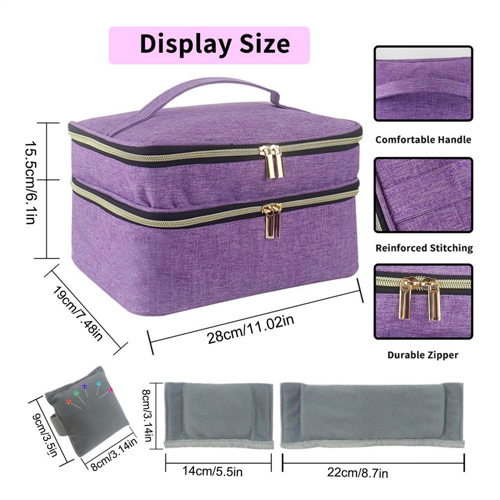 

Sewing Supplies Storage Box Double-Layer Sewing Box For Supplies Waterproof Sewing Bag Organizer Sewing Case Organizer Sewing фиолетовый