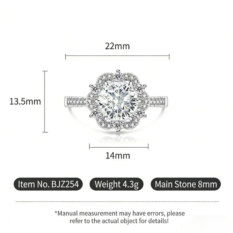 Copper Bright Millennium Cut High Carbon Diamond Plum Blossom Crown Ring Ladies Glamour Jewelry