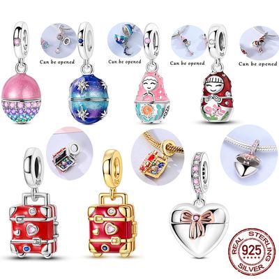 Copper Can Be Opened Pandant Easter Egg Charms Beads Fit Original Bracelet Making Fine Jewelry Women Diy Gift