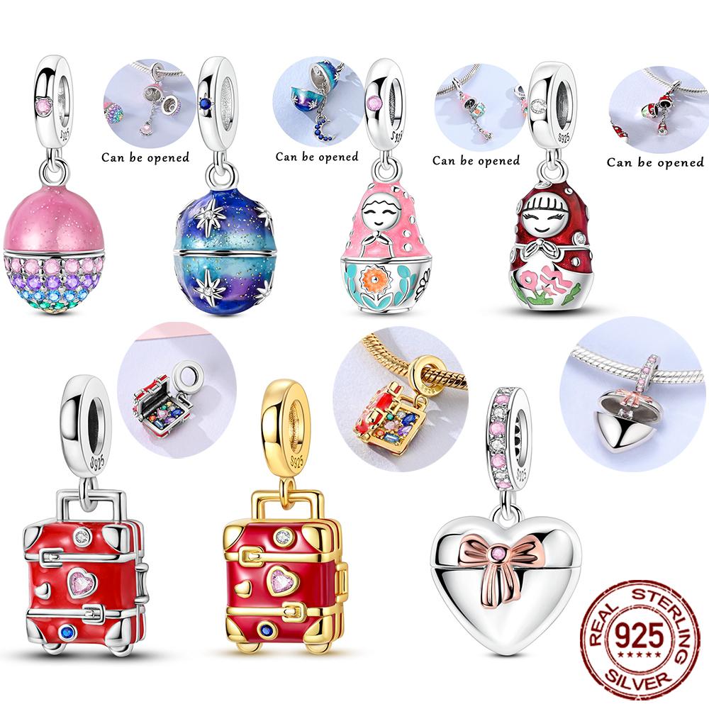 Copper Can Be Opened Pandant Easter Egg Charms Beads Fit Original Bracelet Making Fine Jewelry Women Diy Gift