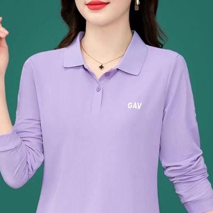 

Women s Long-Sleeve Lapel Shirt for Spring & Autumn - Casual, Temperament Style for Middle-Aged Mothers (2025) L