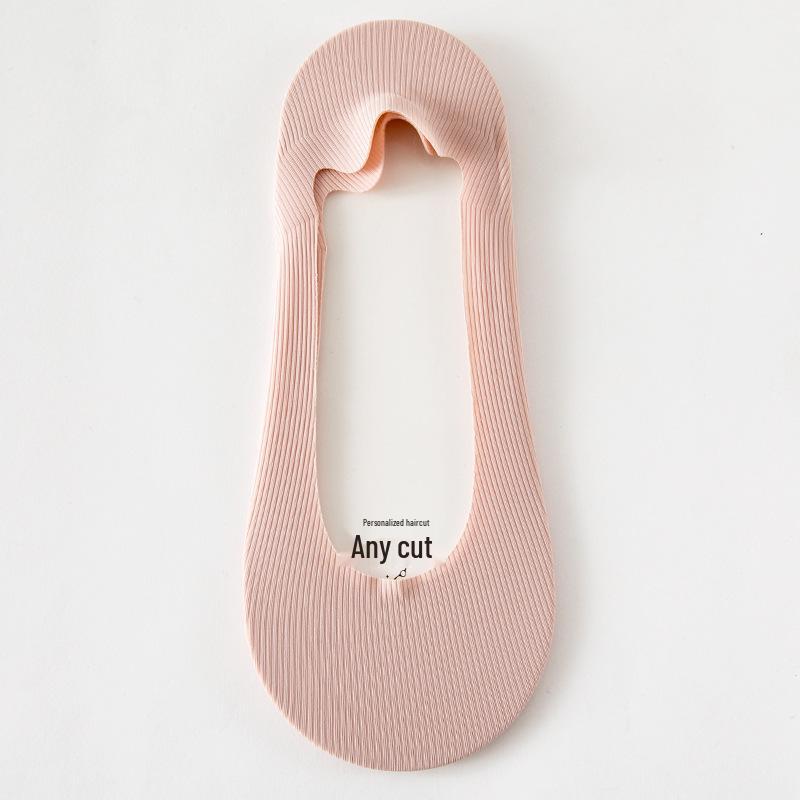 Women's Ice Silk Low Cut No-Show Striped Mesh Lace Boat Socks - Super Thin & Non-Slip