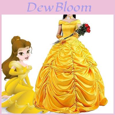 Stunning Off Shoulder Beauty And The Beast Princess Belle Ball Gown Cosplay Dress