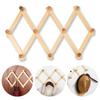 Expandable Storage Sundries Bag Fixed On Wall Fold Shelf Coat Hooks Natural Wood Clothes Hanger Hat Closet Hook