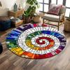 Colorful Geometric Spiral Pattern Print Round Rug, Living Room, Bedroom, Playroom Carpet, Non Slip Floor Mat, Gift