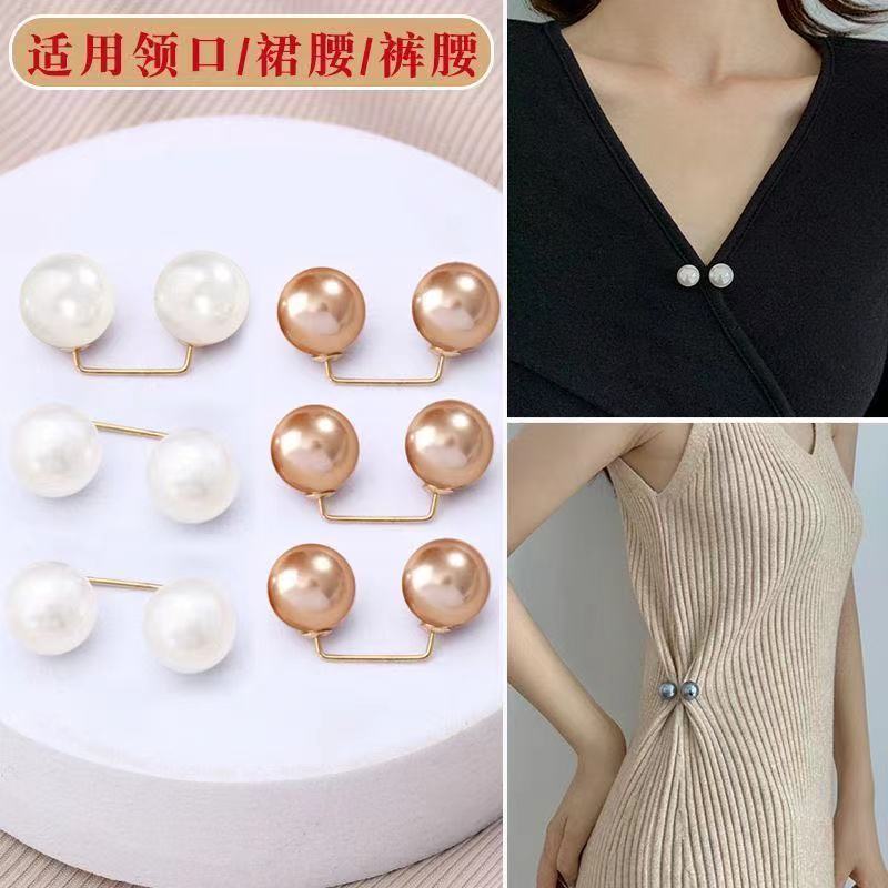 6 Stück Doppelperlen Broschen Pins Anti-Fading Exquisite Elegante Broschen für Damen Pullover Cardigan Clip Mantel Sommerkleid Schmuck