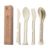 1 Sets Wheat Straw Portable Knife, Fork, Spoon Set for Home Outdoor Fresh Three Piece Set for Travel Folding Wheat Tableware