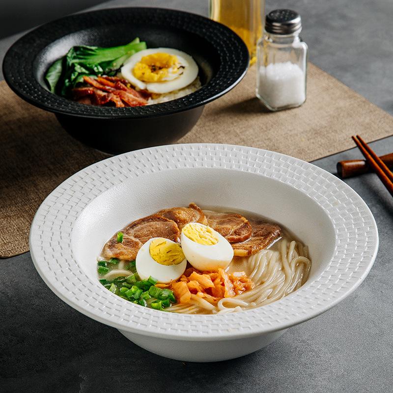 Japanese ceramic straw hat bowl home Lamian Noodles bowl hand-held frontier defence hot salad bowl restaurant wine.