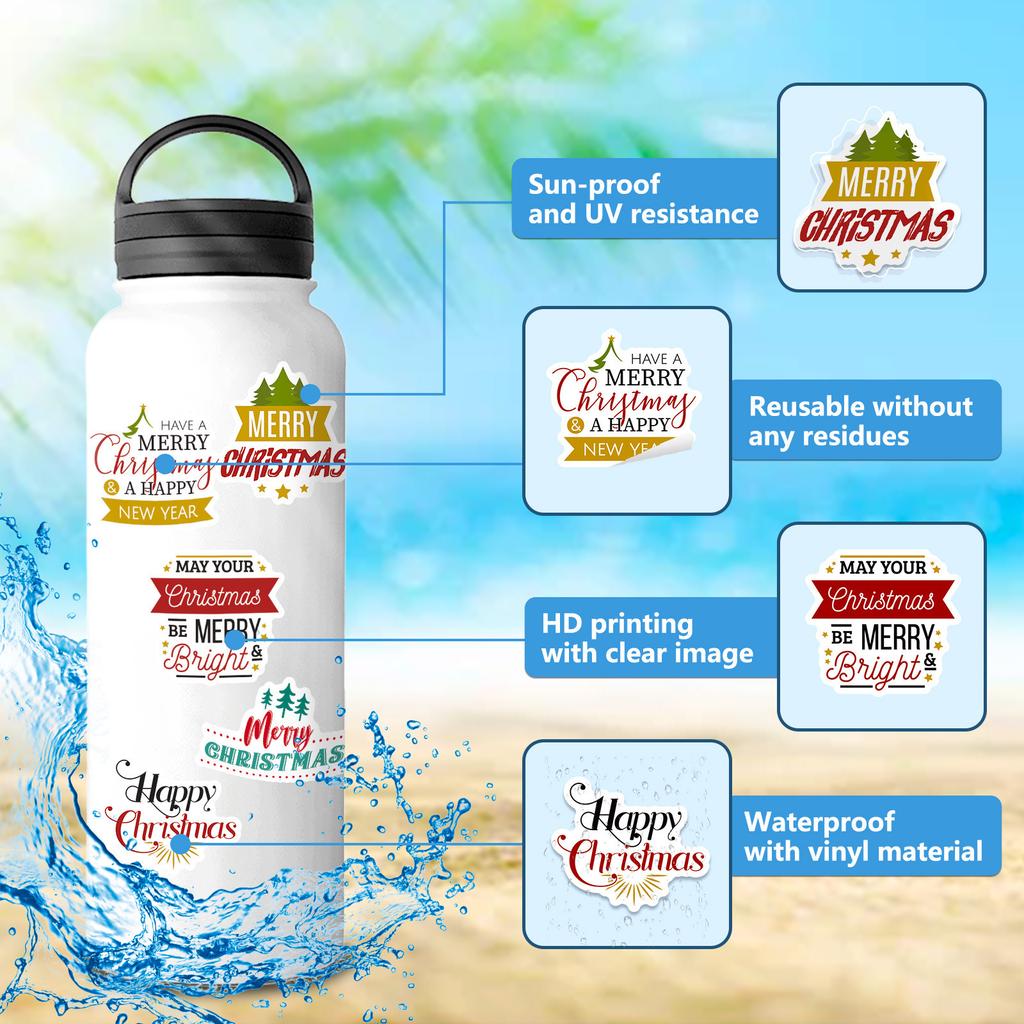 50 Christmas Phrase Stickers New Product Creative Gift Bag Gift Box Birthday Tag Party Christmas Stickers