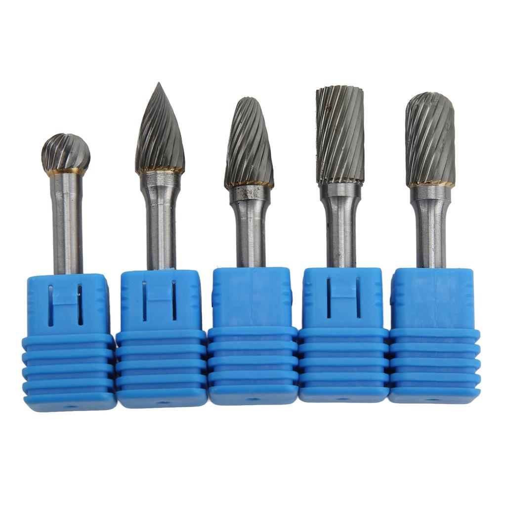 5Pcs Set Rotary Burrs Set 6x10mm Tungsten Carbide Bits for Polishing Grinding Engraving DrillingACDFG
