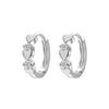 European & American Minimalist Zircon Flower Earrings with Heart Ear Cuffs - Stylish Niche Design for Women