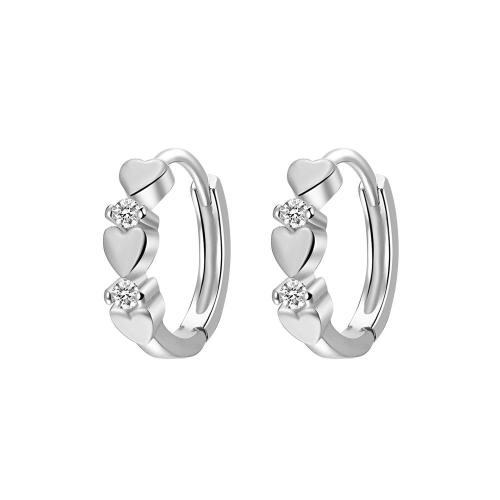 European & American Minimalist Zircon Flower Earrings with Heart Ear Cuffs - Stylish Niche Design for Women
