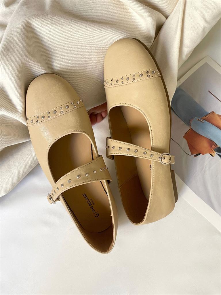 Fashion IPPEUM  Mary Jane Shoes Women Flat Shoes Red PU Leather Round Toe 2025 New Black Ballet Flats