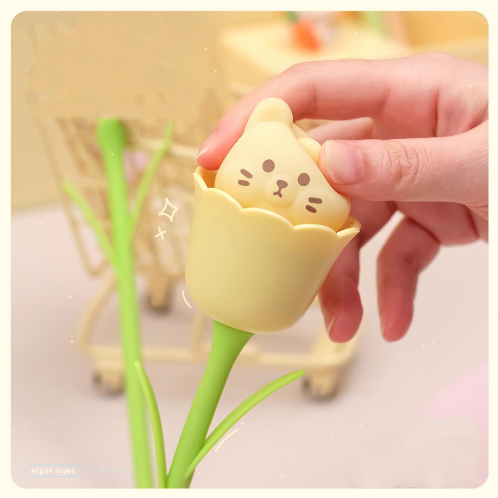 Creative Flower Shape Night Light Cartoon Animal Usb LED Table Lamp Cute Bedside Bedroom Ambient Lights Ornament Kids Toy Gift