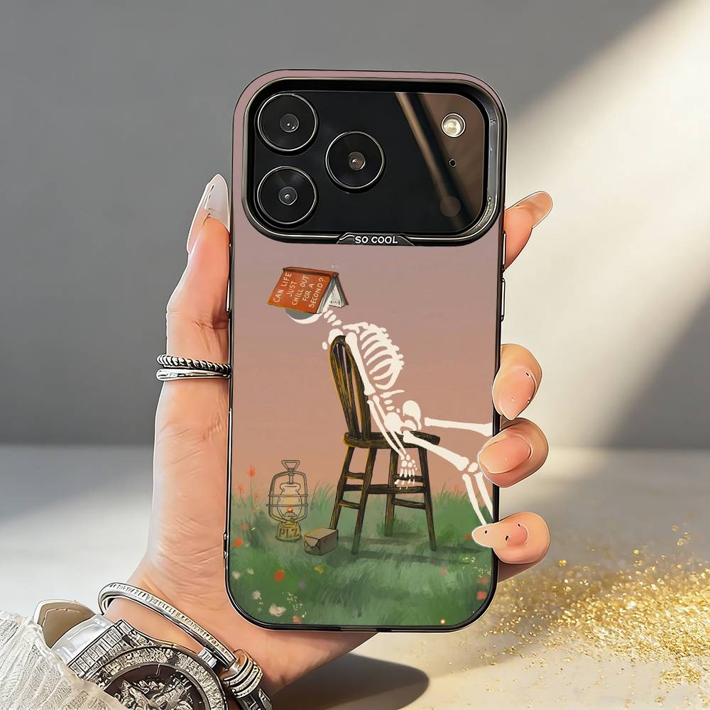 

A-Art S-Skeleton S-Skull Phone Case For iPhone17,16,15,14,13,12,11,Pro,MAX Gray Matte Silicone Black Cover iPhone15plus
