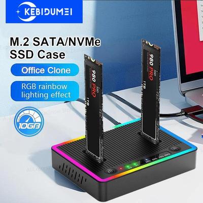 Stacja dokująca do dysków twardych M.2 NVMe/SATA z dwoma kieszeniami, klonowanie offline, duplikator dysków twardych M.2 SSD, obudowa adaptera SSD USB3.2 GEN2