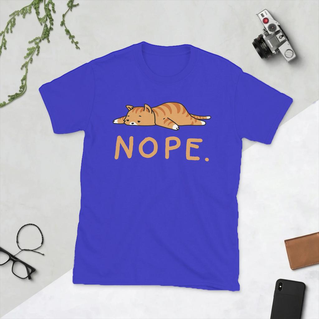 Funny Nope Lazy Cat Caramel TShirts Unisex Round Neck 100 Cotton T Shirt Not Today Short Sleeve Tees 4XL 5XL Clothing